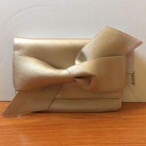 NWT JustFab Gold Bow Clutch